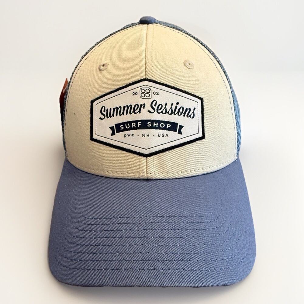 Pukka Mens Blue White 2002 Summer Sessions Surf Shop Adjustable SnapBack Hat NWT